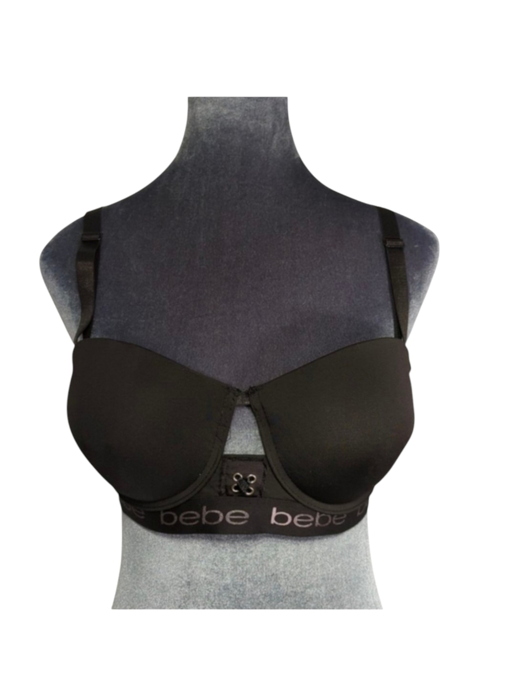 bebe Black Push Up Bra with Decorative Grommets & Logo Size 36D